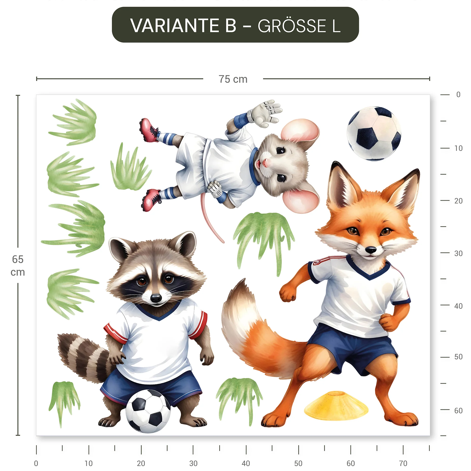 Wandsticker Fußball Waldtiere - Image 9
