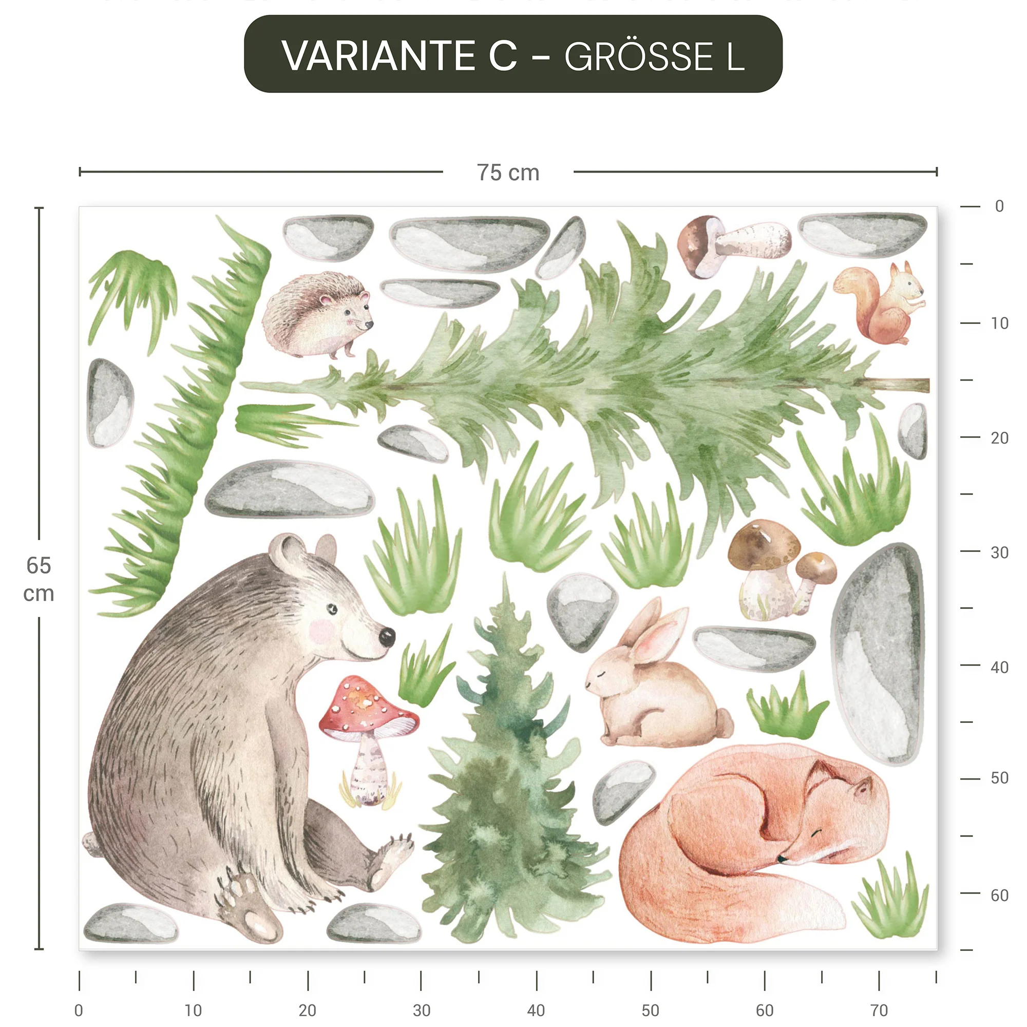 Wandsticker Waldtiere Landschaft - Image 11