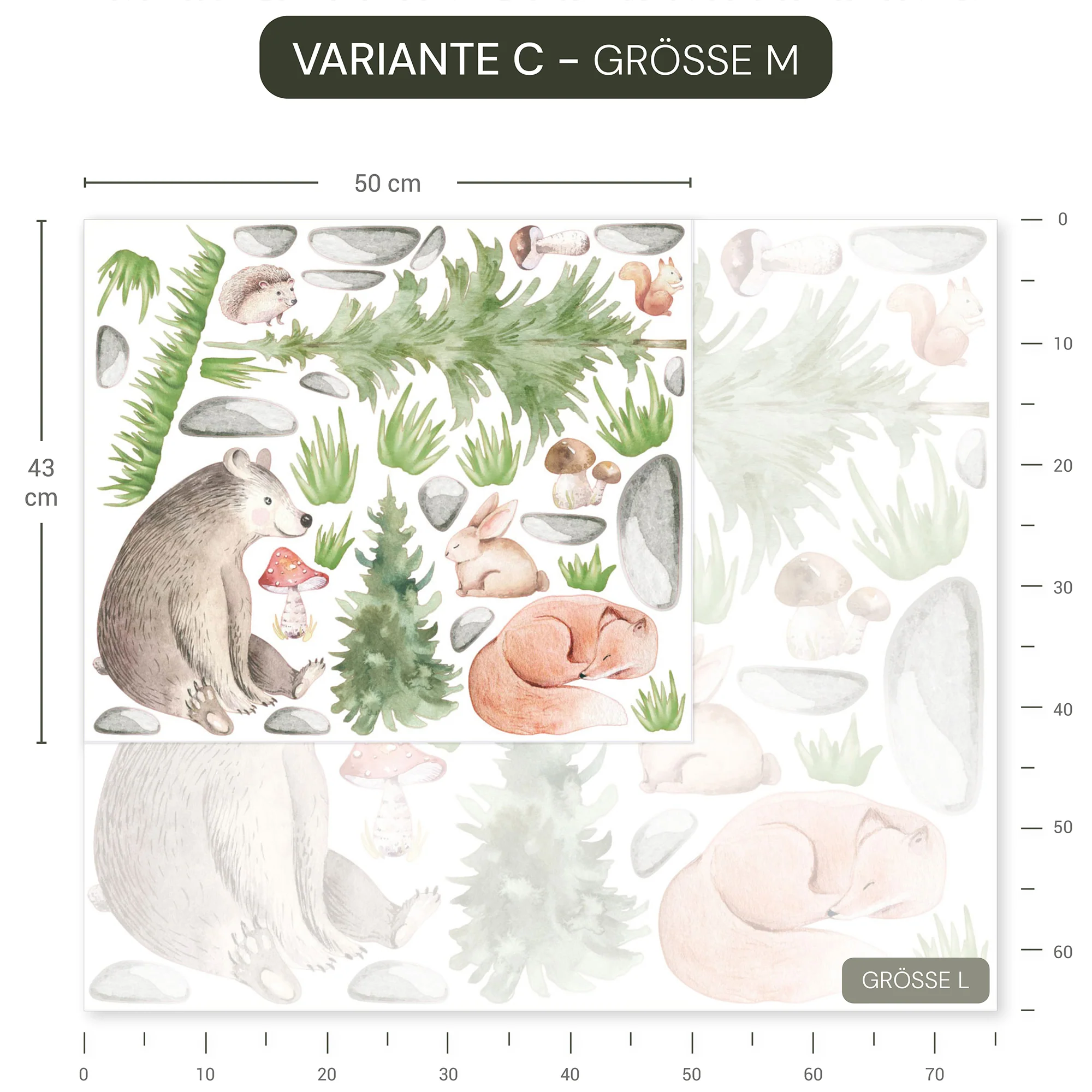 Wandsticker Waldtiere Landschaft - Image 12