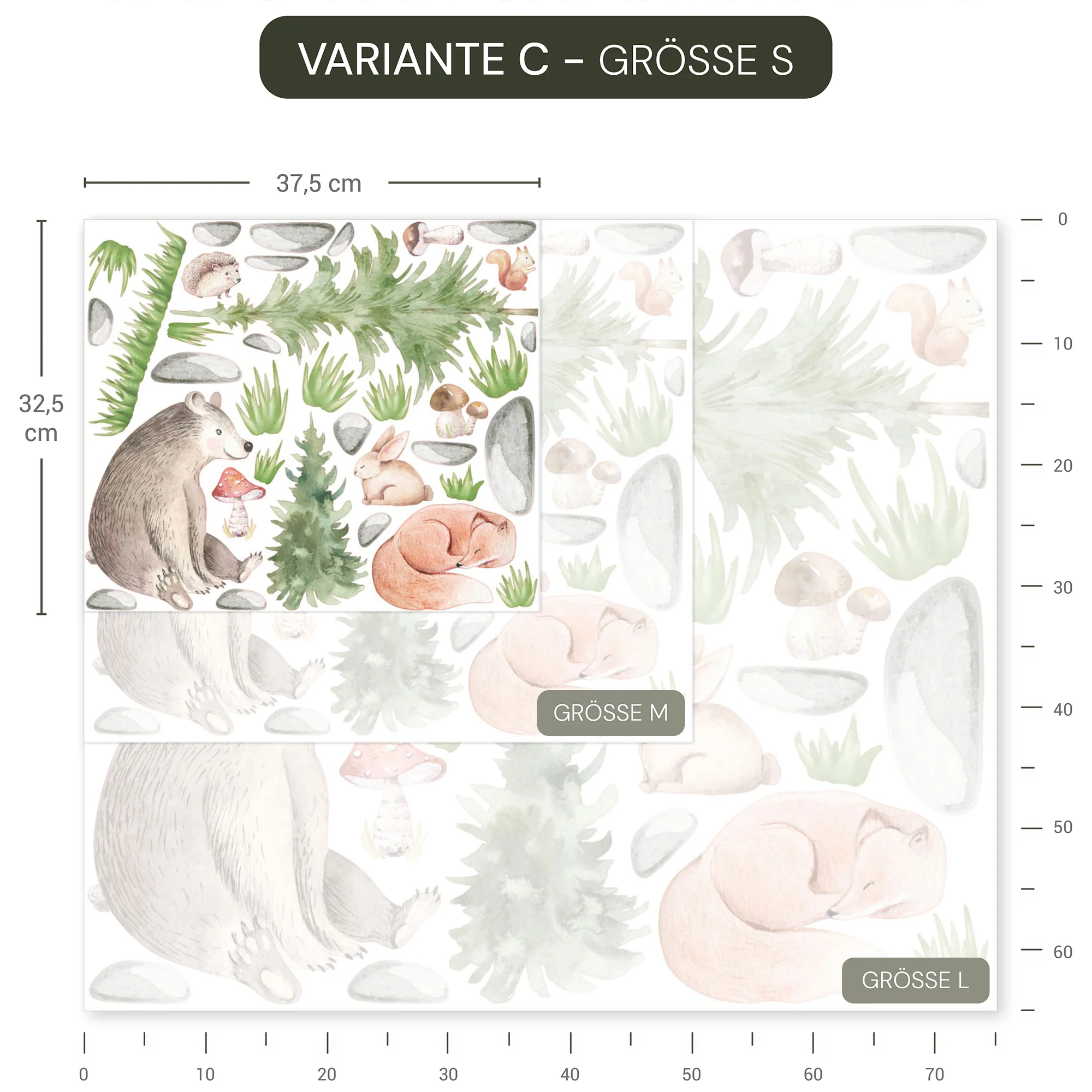 Wandsticker Waldtiere Landschaft - Image 13