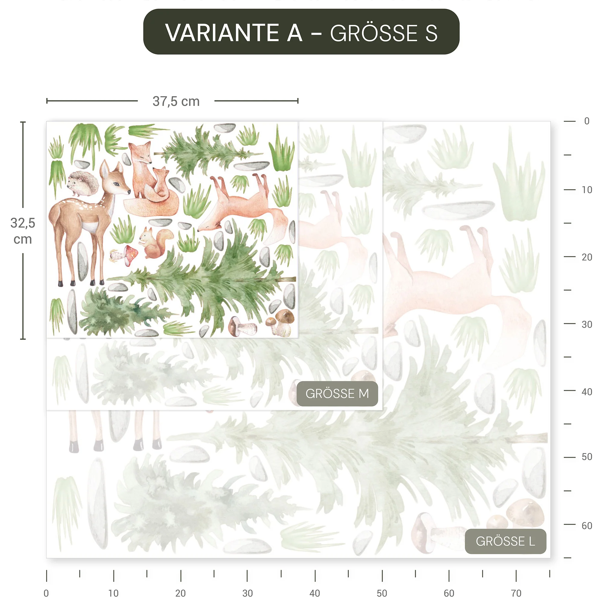 Wandsticker Waldtiere Landschaft - Image 3