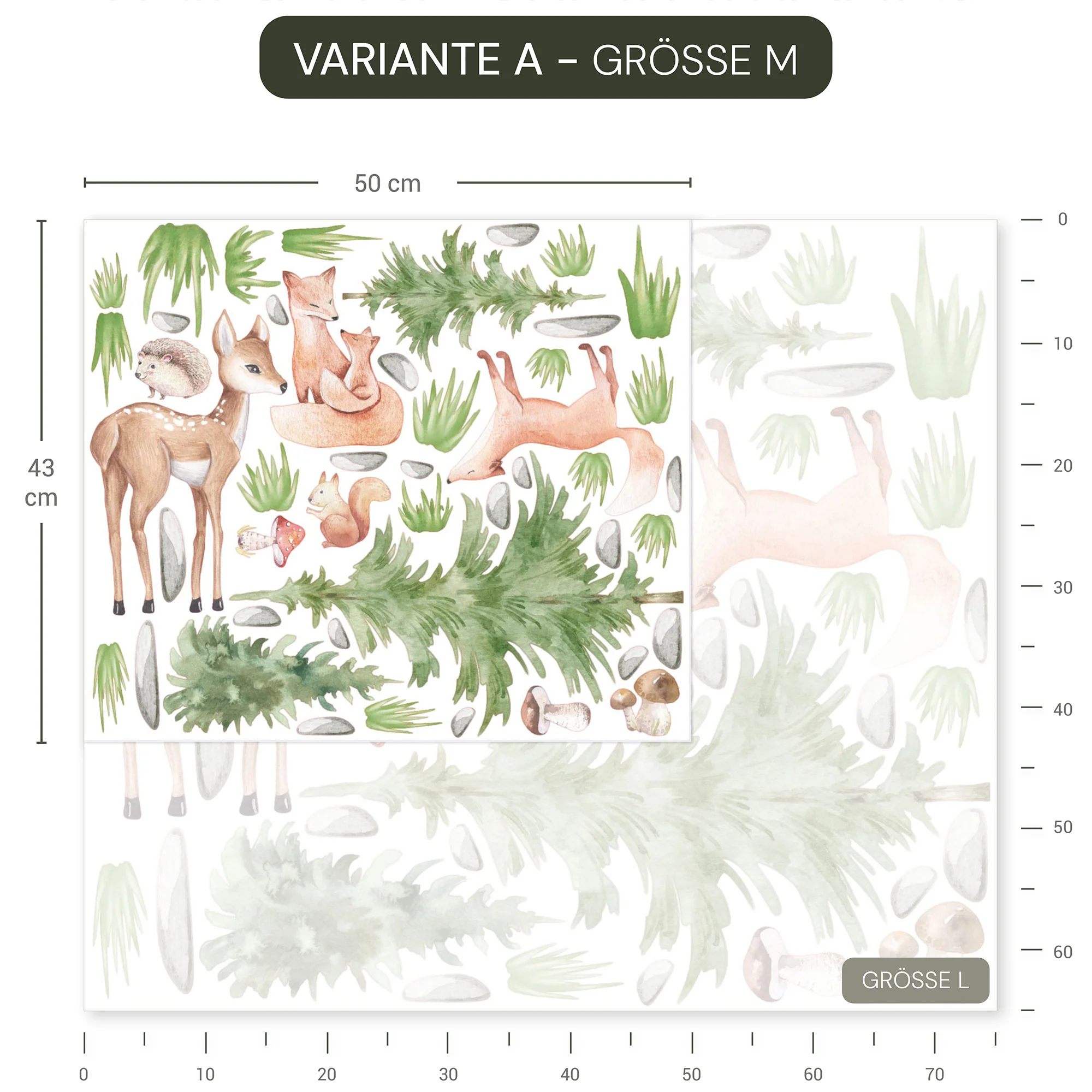 Wandsticker Waldtiere Landschaft - Image 4